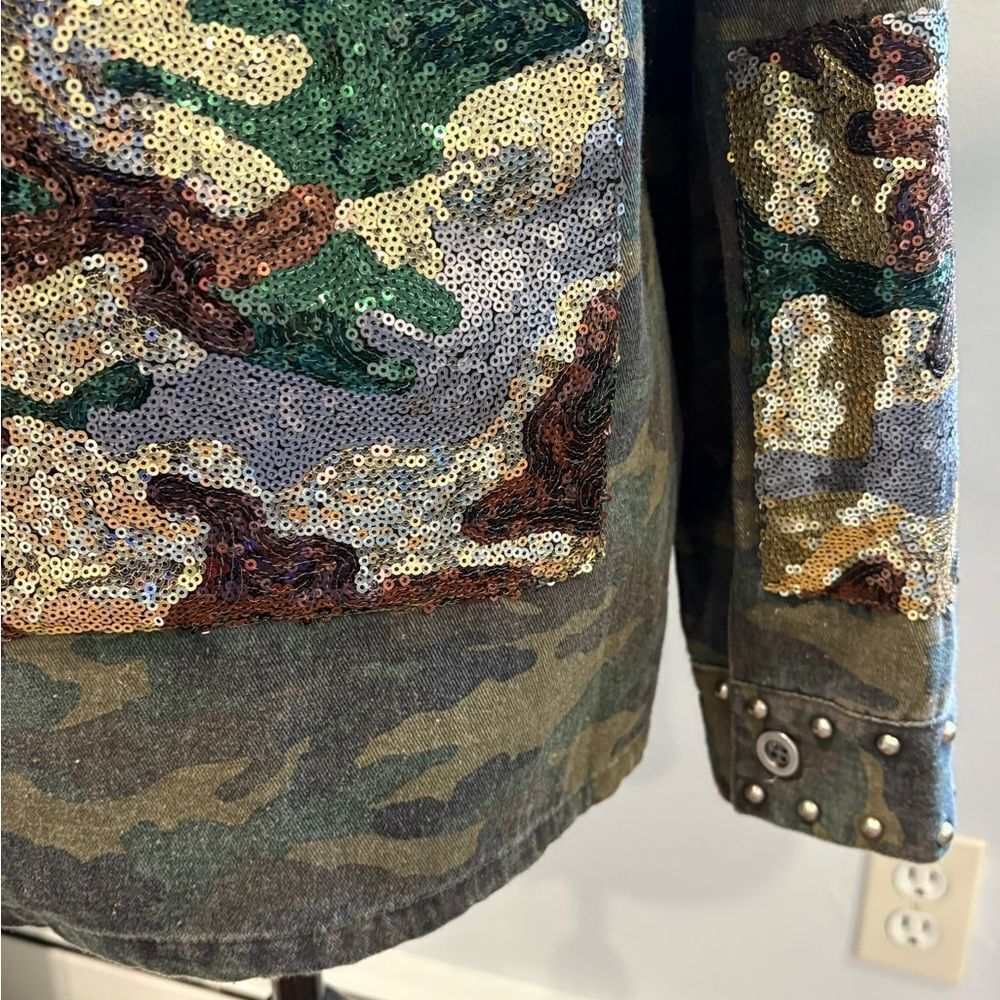 Miss Me Camouflage Sequin Jean Jacket - Picture 11 of 16